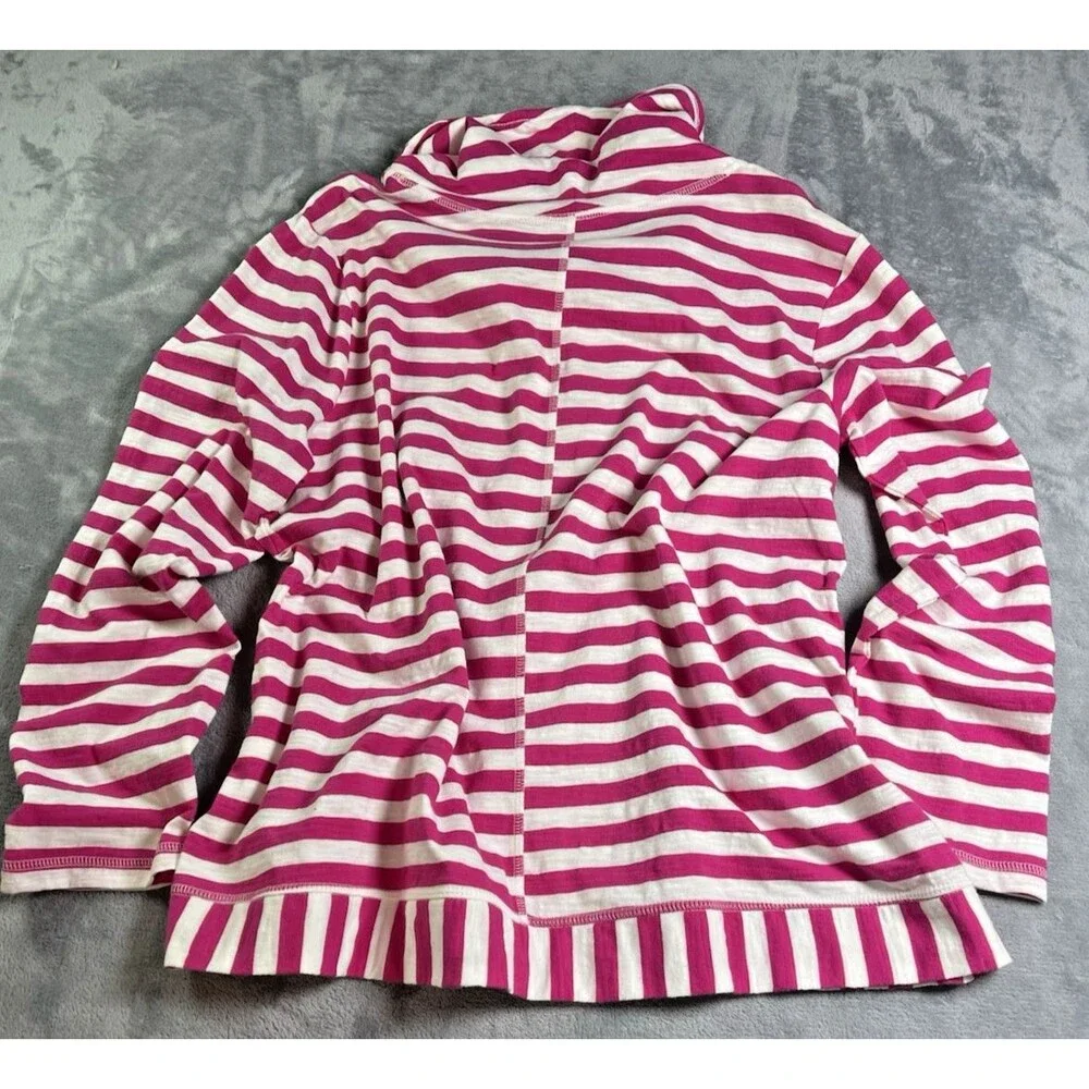 Chicos NWT Zenergy pink white striped cowl neck drawstring sz 3 (16 or XL) party - Picture 7 of 8